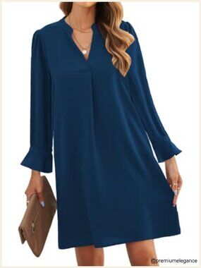 Women's Shift Dress Long Sleeve V Neck Ruffle Sleeve Lightweight Maternity Dress
